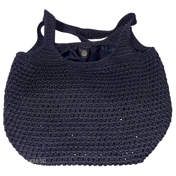The Sak Originals Navy Blue Knit Tote Bag With Dual Shoulder Straps - Picture 1 of 9
